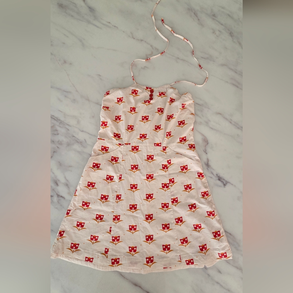Anthropologie Tulle Tulip Tie Neck A-line Mini Dress
